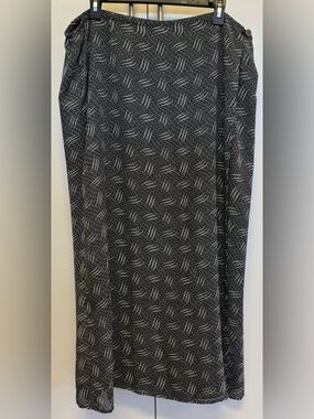 Emanuel Ungaro Liberté Wrap Skirt 20/54 Black White Midi Lined Designer